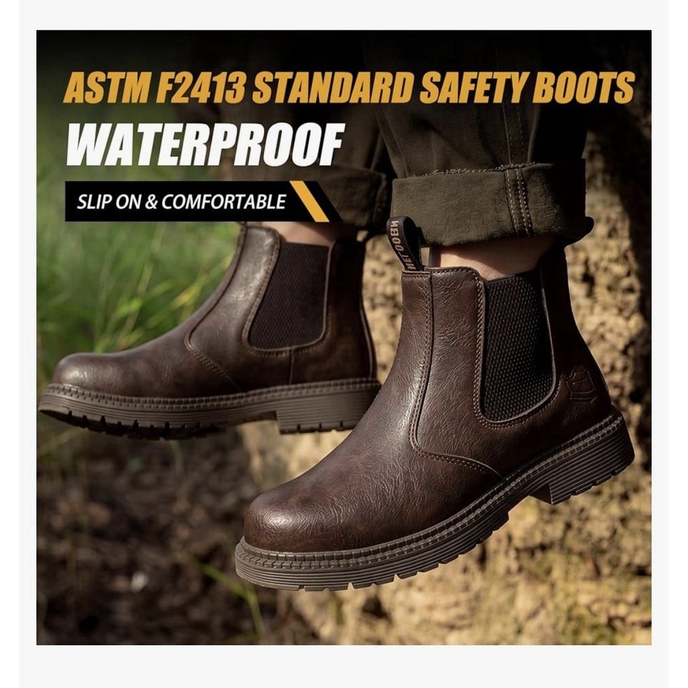 8N26/ KELODON Waterproof Steel Toe Work Boots for Men-6‎ Inch Water Resistant